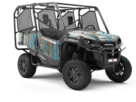 Distressed Denim Wood Plank Utility Vehicle Vinyl Wrap