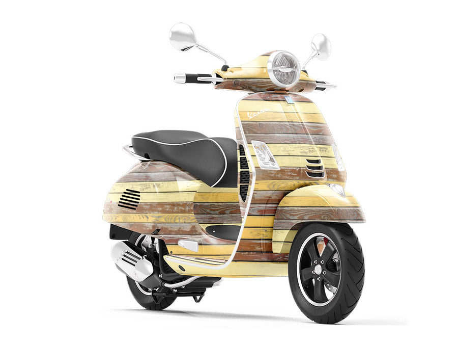 Distressed Gradient Wood Plank Vespa Scooter Wrap Film