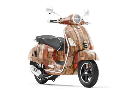 Distressed Oak Wooden Parquet Vespa Scooter Wrap Film