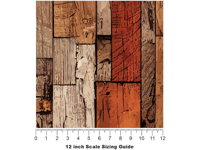 Distressed Oak Wooden Parquet Vinyl Film Pattern Size 12 inch Scale~Rwraps Distressed Oak Wooden Parquet Sizing Chart~3