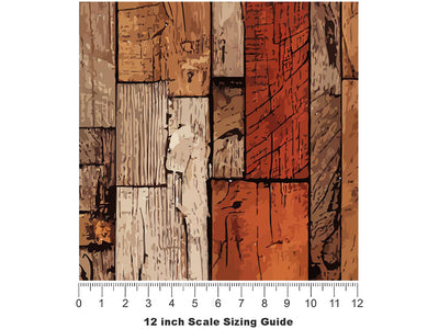Distressed Oak Wooden Parquet Vinyl Film Pattern Size 12 inch Scale~Rwraps Distressed Oak Wooden Parquet Sizing Chart~3