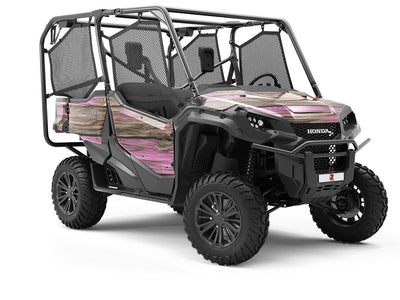 Distressed Plum Wood Plank Utility Vehicle Vinyl Wrap