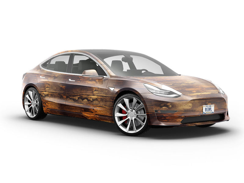 Distressed Provincial Wood Plank Vehicle Vinyl Wrap