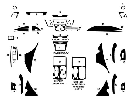 acura rdx 2016-2018 Dash Kit Diagram