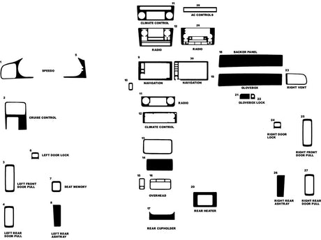 acura rl 1999-2004 Dash Kit Diagram