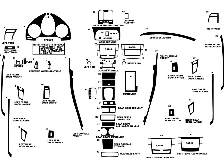 acura tl 2004-2008 Dash Kit Diagram