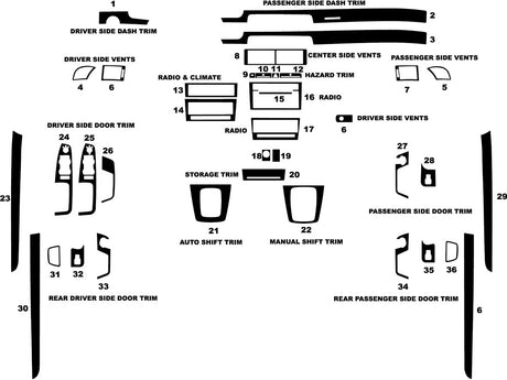audi rs 4 2007-2008 Dash Kit Diagram