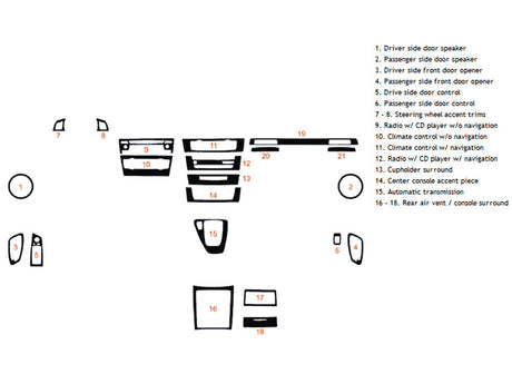 bmw 3-series 2006-2013 (coupe) Dash Kit Diagram