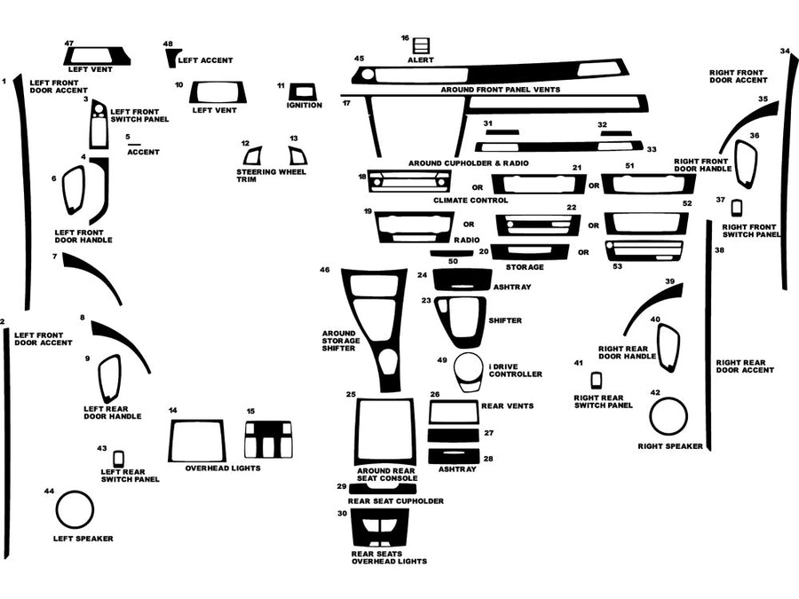 bmw 3-series 2006-2012 (sedan) Dash Kit Diagram