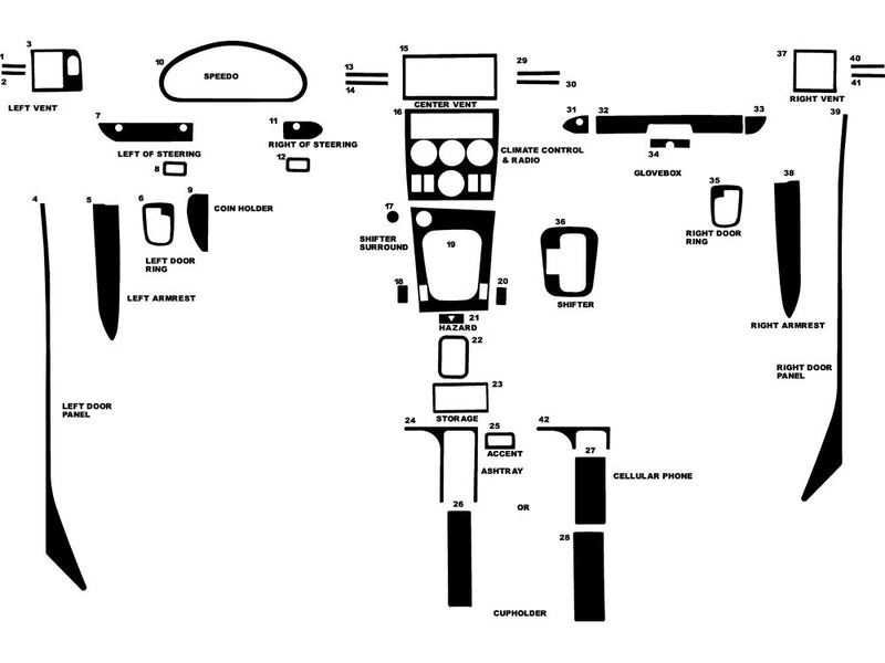 bmw z3 2000-2003 Dash Kit Diagram
