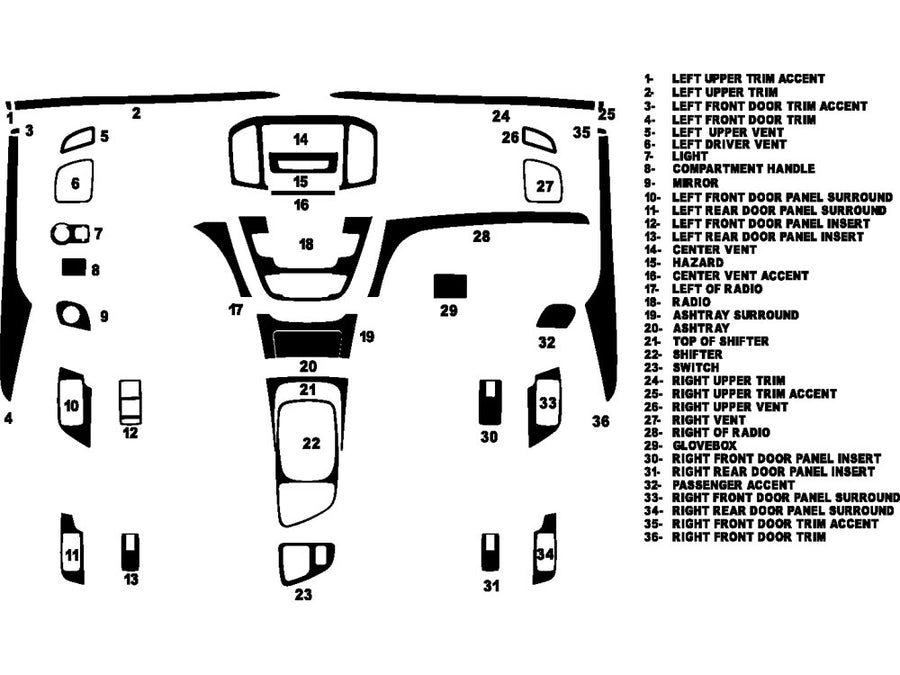 buick regal 2011-2013 Dash Kit Diagram