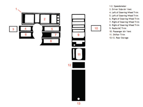 cadillac allante 1987-1989 Dash Kit Diagram