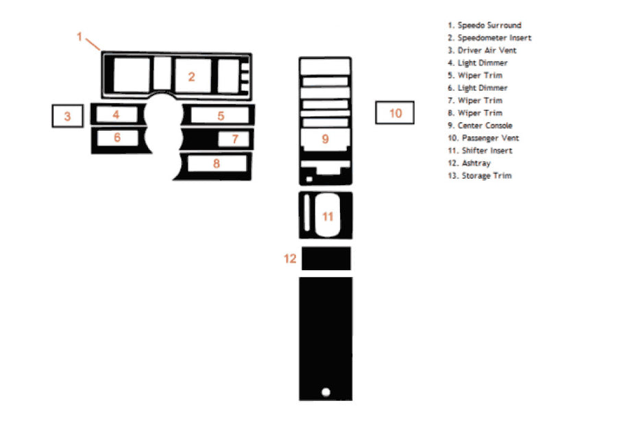cadillac allante 1990-1993 Dash Kit Diagram