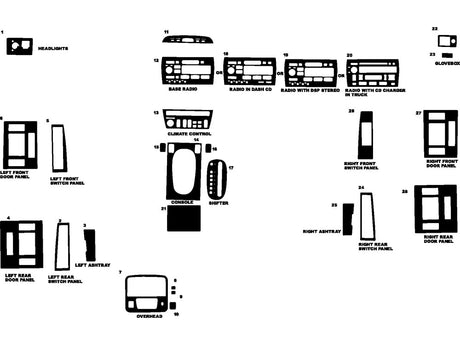 cadillac seville 1996-1997 Dash Kit Diagram