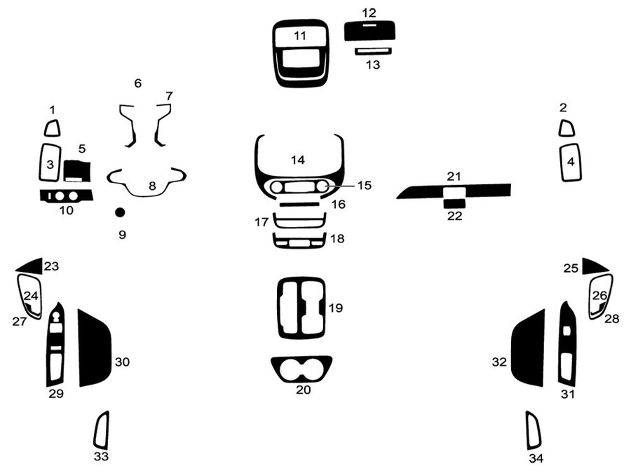 gmc canyon 2015-2025 (extended cab) Dash Kit Diagram