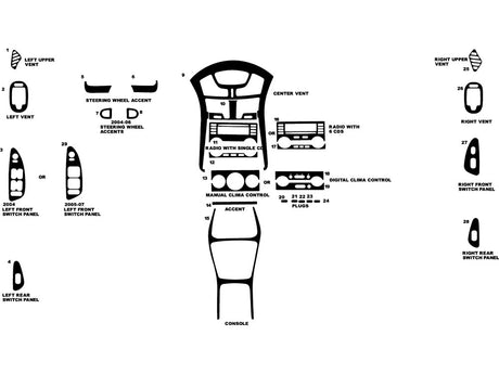 chevrolet malibu 2004-2007 Dash Kit Diagram