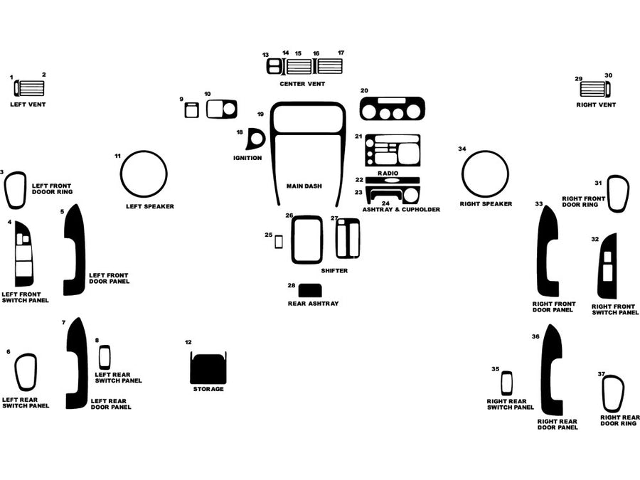 chevrolet prizm 1998-2002 Dash Kit Diagram