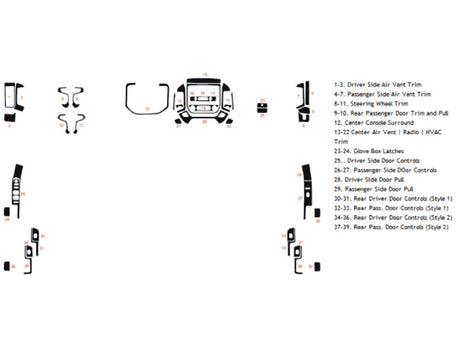 gmc sierra 2015-2018 (2500 / 3500) Dash Kit Diagram