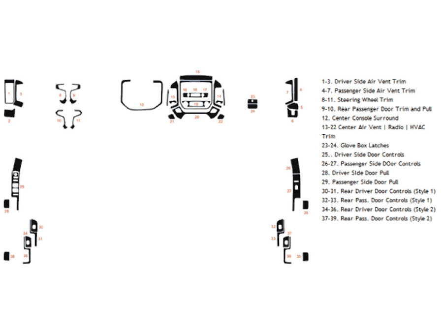 gmc sierra 2014-2018 (1500) Dash Kit Diagram