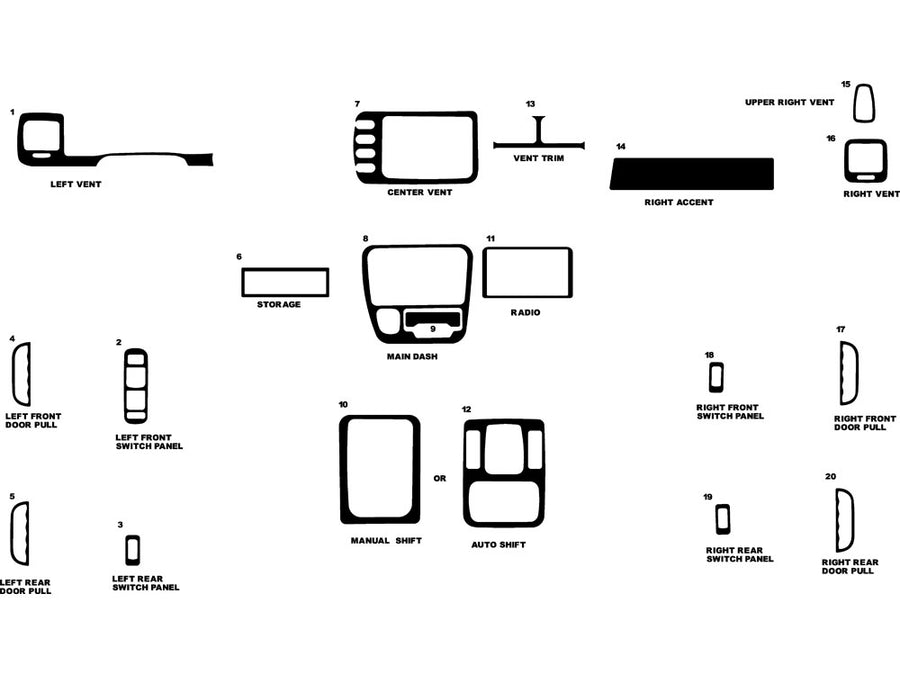 chevrolet tracker 1999-2004 Dash Kit Diagram