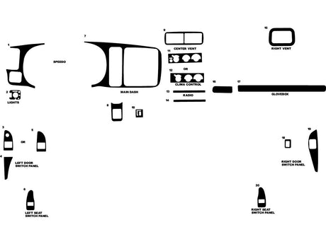 gmc savana 1997-2002 Dash Kit Diagram