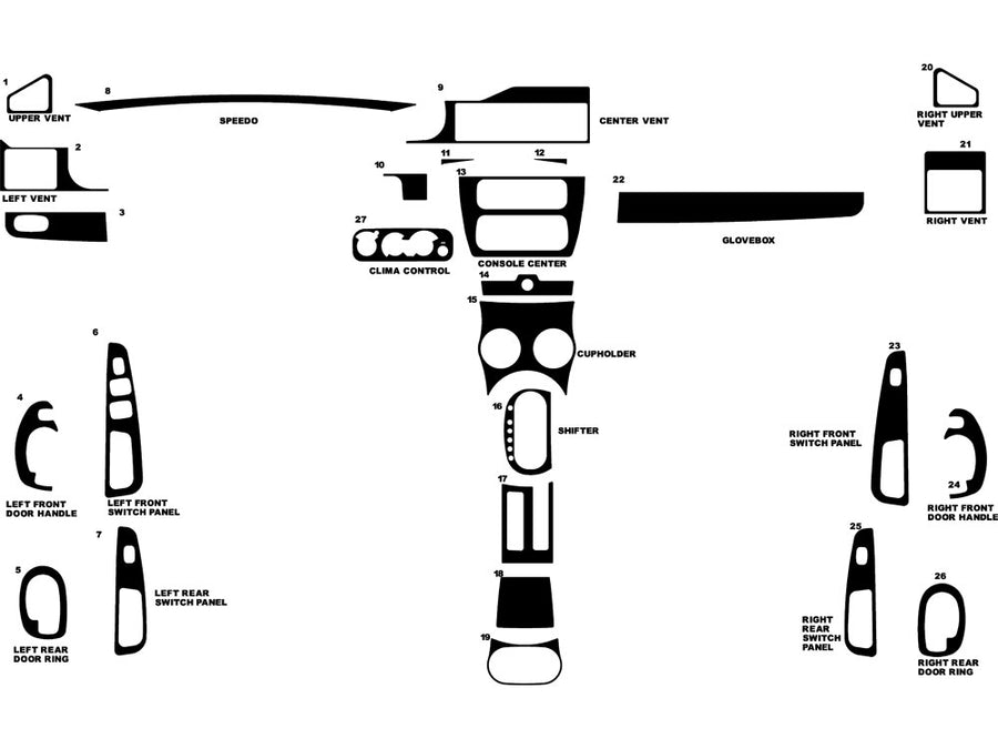dodge stratus 2001-2006 (sedan) Dash Kit Diagram
