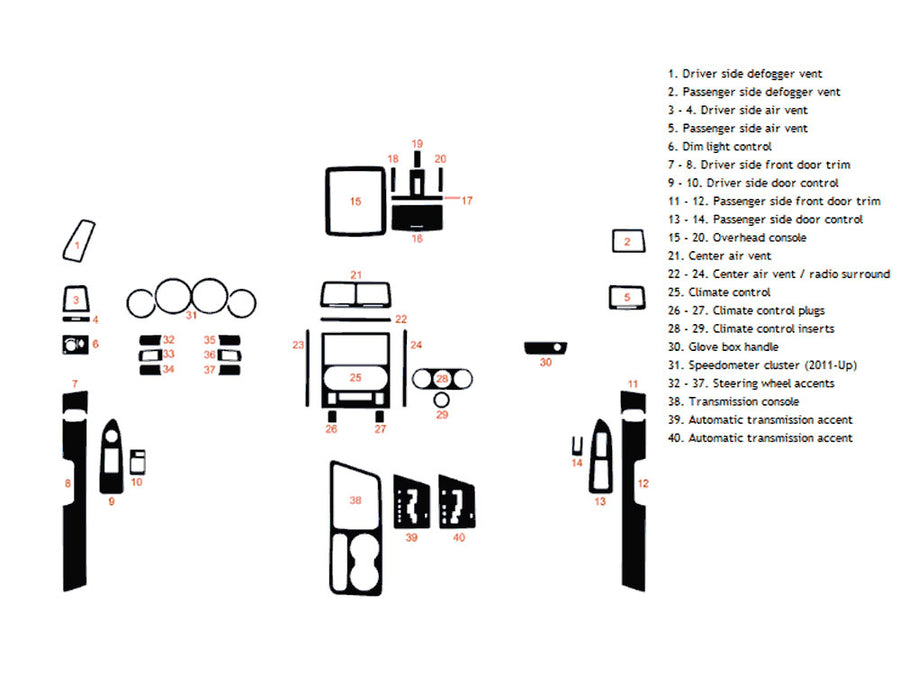 dodge challenger 2008-2014 Dash Kit Diagram