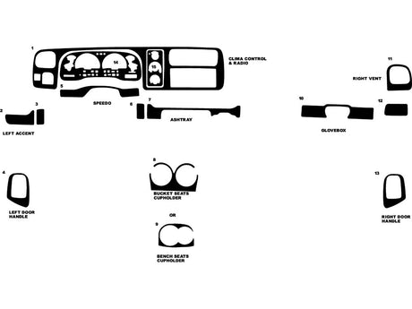dodge dakota 1997-2000 Dash Kit Diagram