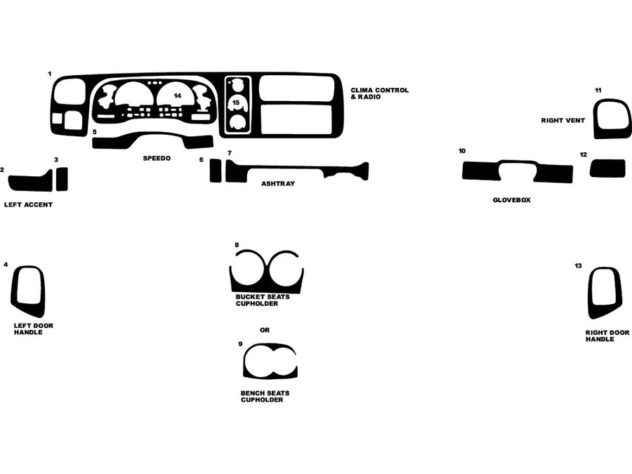 dodge dakota 1997-2000 Dash Kit Diagram