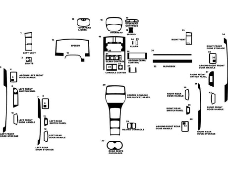 dodge dakota 2005-2007 (quad cab w/ bucket seats) Dash Kit Diagram