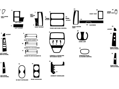 dodge durango 2001-2003 (sport) Dash Kit Diagram