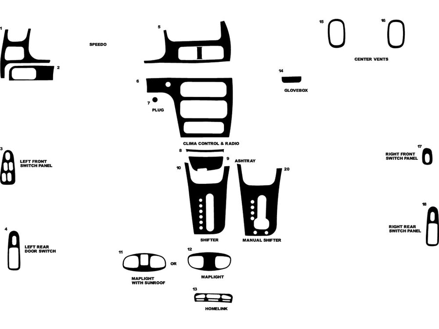 dodge intrepid 1998-1999 Dash Kit Diagram
