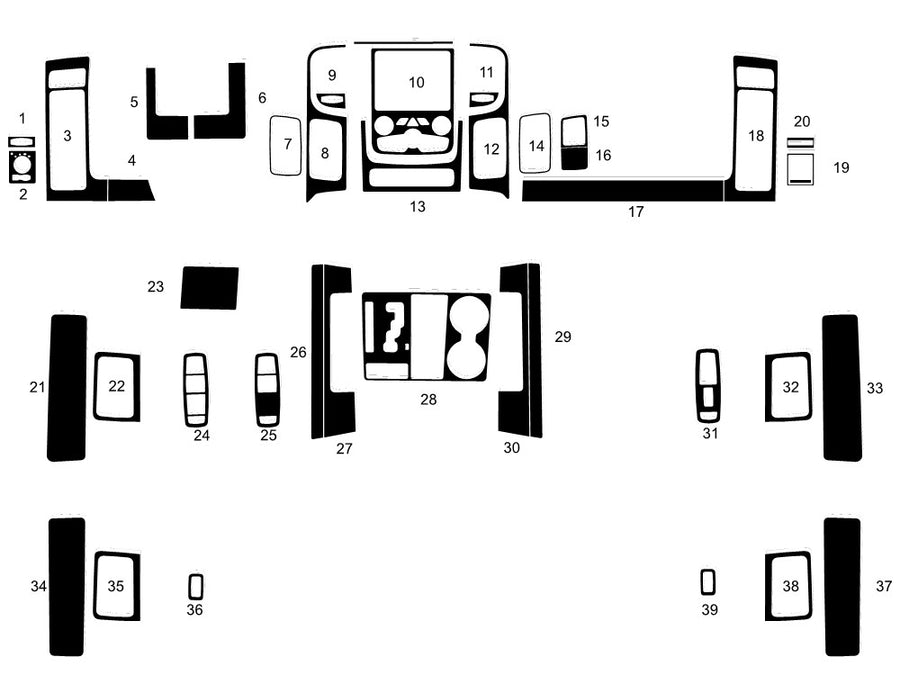 dodge ram 2013-2015 (bucket seats) Dash Kit Diagram