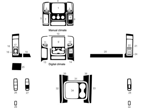 ram 3500 2016-2018 (bucket seats) Dash Kit Diagram