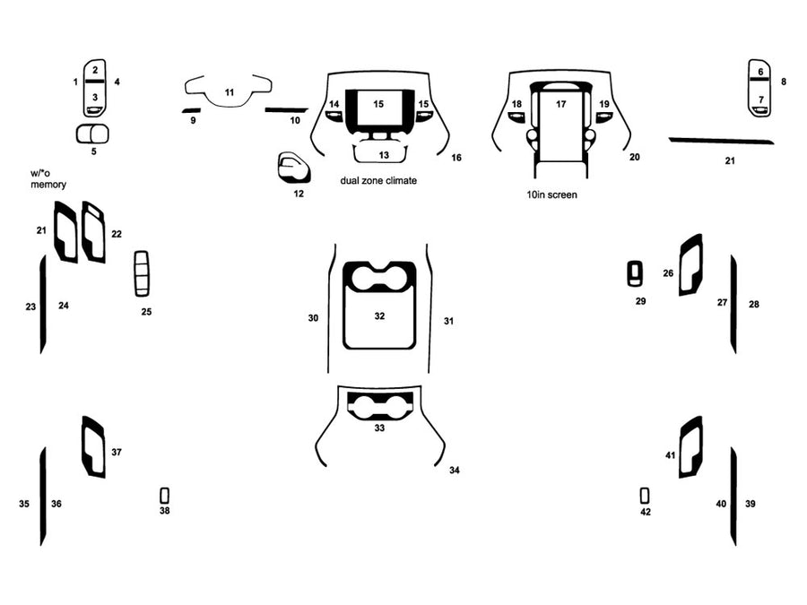 ram 1500 2018-2019 (bench seats) Dash Kit Diagram