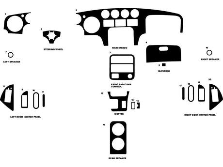 dodge viper 1992-1996 Dash Kit Diagram