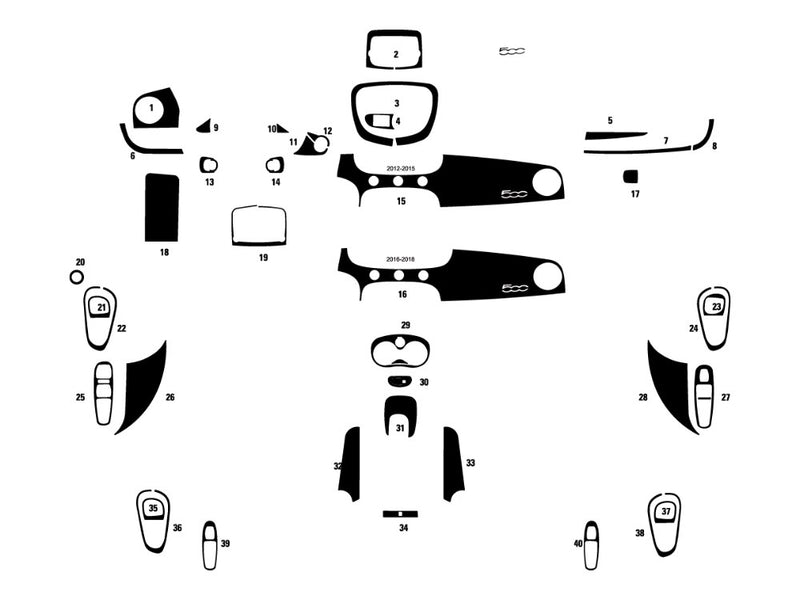 fiat 500 2016-2019 Dash Kit Diagram