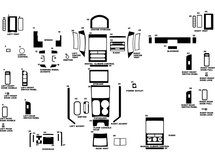 ford edge 2007-2008 Dash Kit Diagram