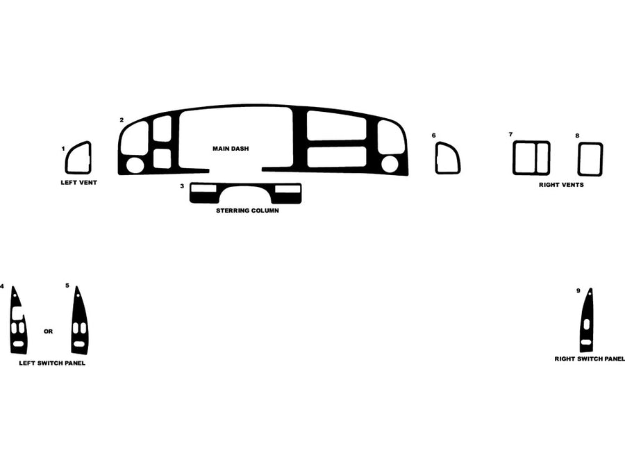 ford e-250 1992-1997 Dash Kit Diagram