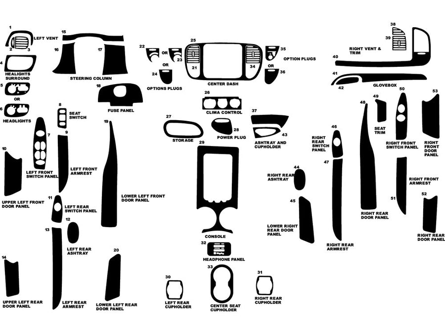 ford expedition 1997-1998 Dash Kit Diagram