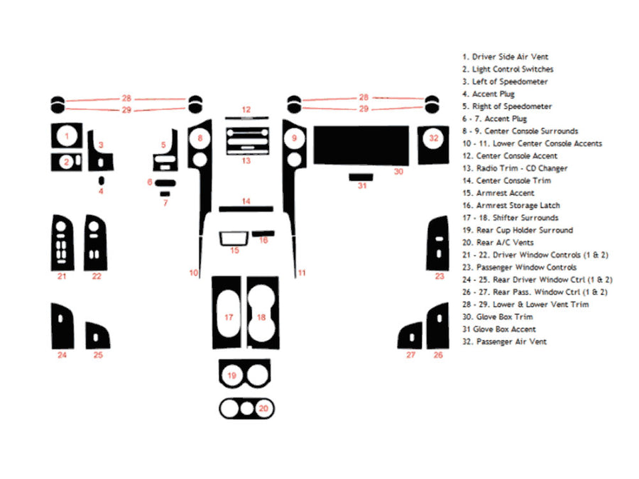 ford f-150 2004-2008 (fx4 / lariat) Dash Kit Diagram