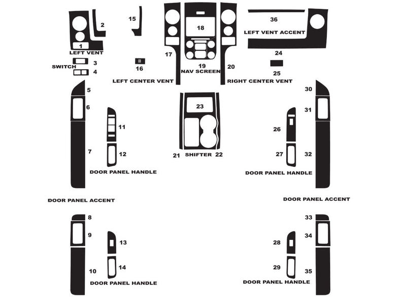 ford f-150 2014-2015 (fx4 / lariat) Dash Kit Diagram