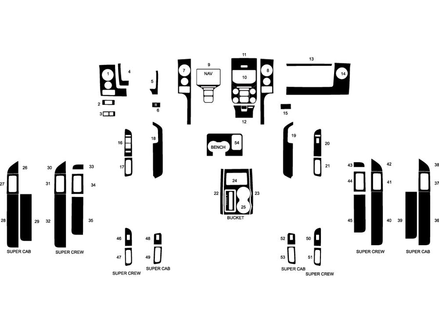 ford f-150 2013-2015 (supercrew) Dash Kit Diagram