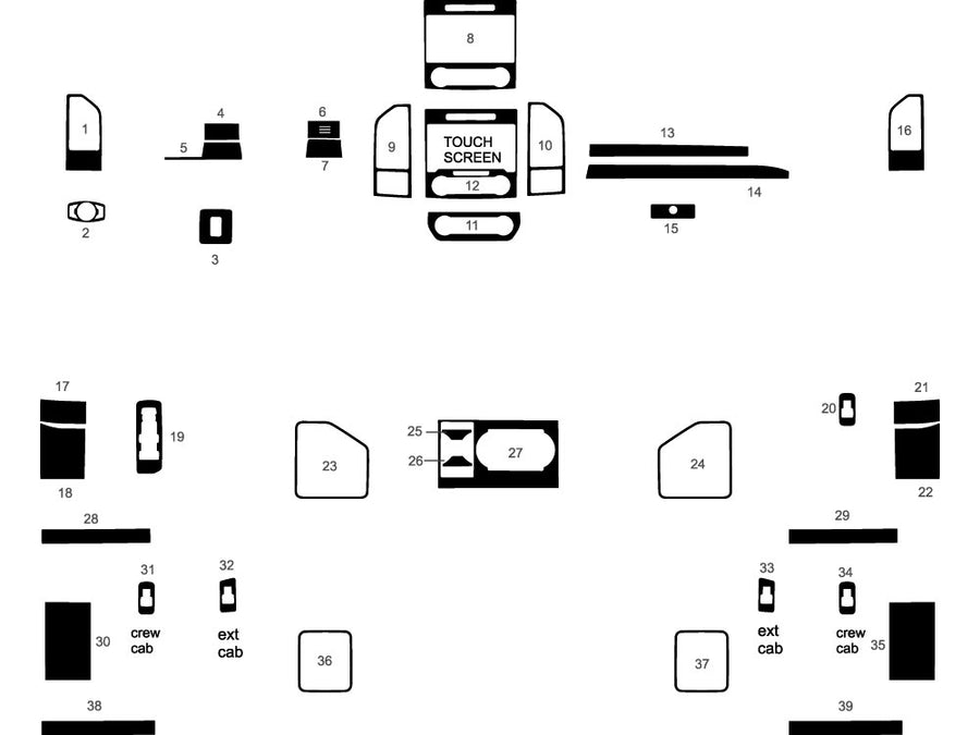 ford f-150 2015-2019 (extended cab / supercrew / xlt) Dash Kit Diagram