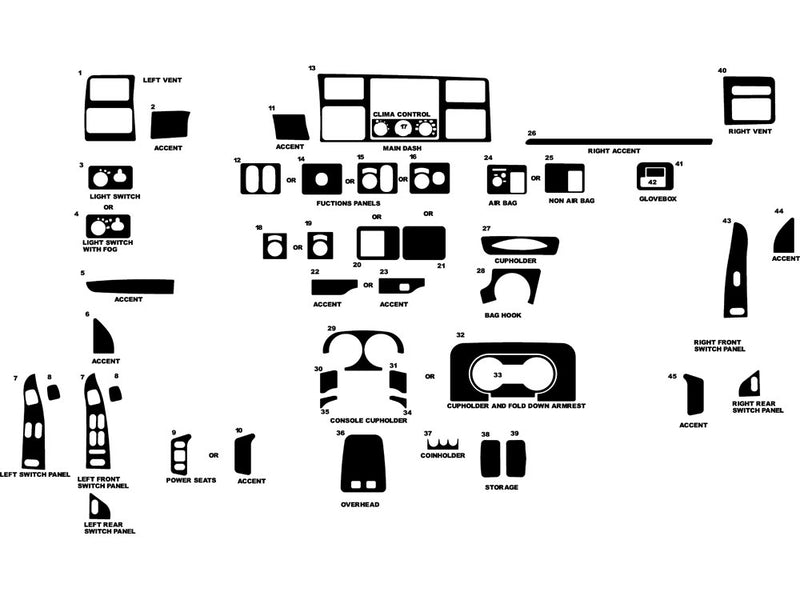 ford f-250 2001-2004 Dash Kit Diagram