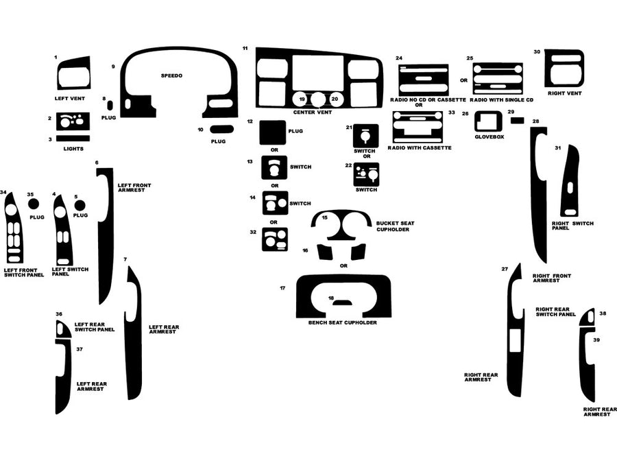 ford f-250 2006-2007 Dash Kit Diagram
