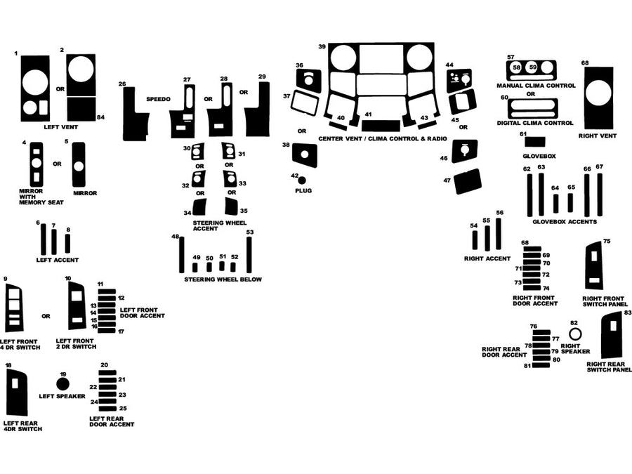 ford f-250 2008-2010 Dash Kit Diagram