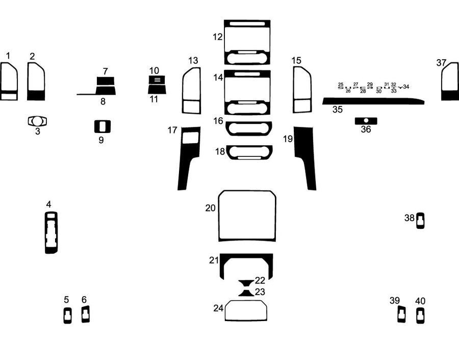 ford f-250 2017-2024 Dash Kit Diagram