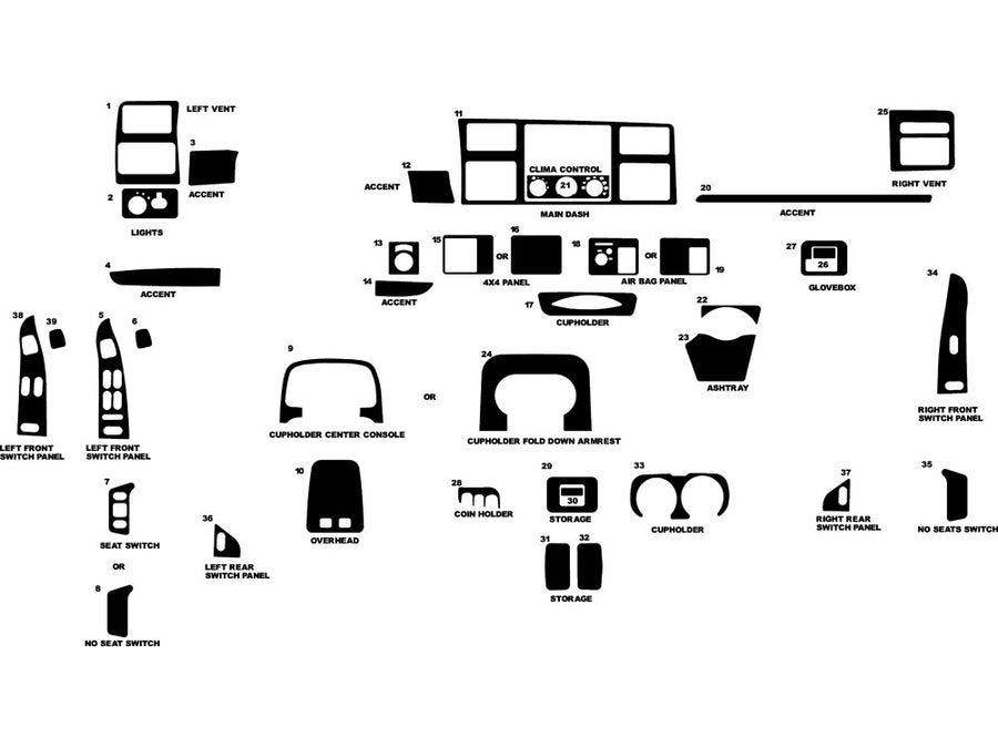 ford f-250 1999-2000 Dash Kit Diagram