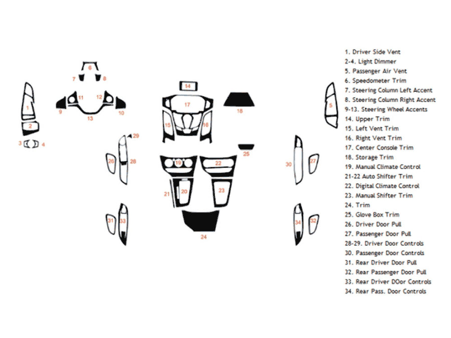 ford focus 2012-2014 Dash Kit Diagram